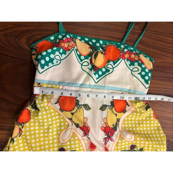 Women's Multicolor Tropical Square Neck Smocked Sleeveless Summer Dress Medium - Picture 6 of 8